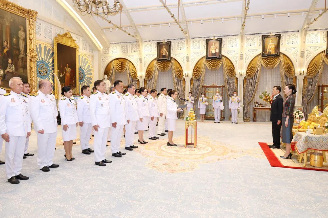 Thai Prime Minister Paetongtarn Shinawatra and her Cabinet ministers swore their allegiance in front of King Vajiralongkorn and Queen Suthida in a ceremony at Bangkok's Dusit Palace.