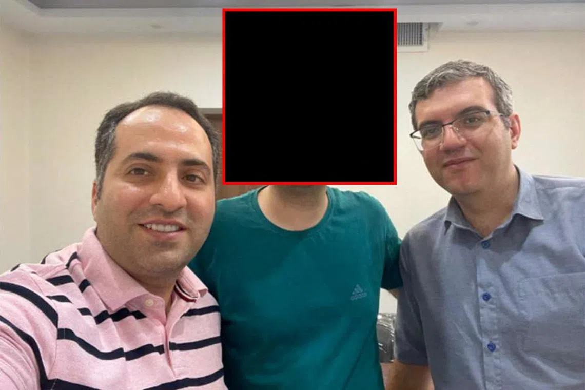 Mahdi Sadeghi, a dual U.S.-Iranian national, appears in an 2024 photo that federal prosecutors in Boston, Massachusetts, U.S., obtained from his phone and included in a court filing on January 13, 2025 that depicts Sadeghi with two other individuals, including Mohammad Abedini. U.S. Department of Justice/Handout via REUTERS