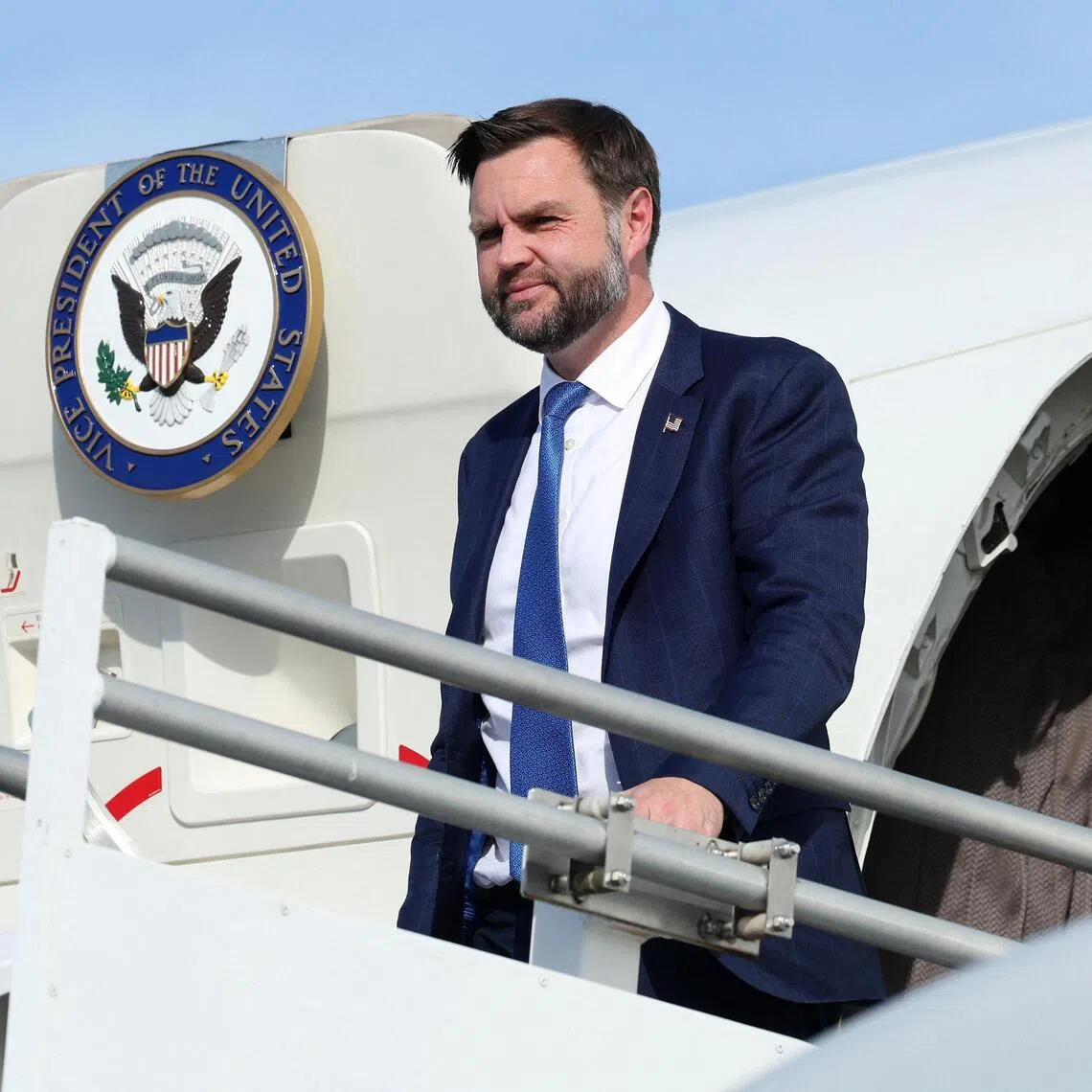 US Vice-President J.D. Vance disembarking from Air Force Two on Oct 9, following a rally in Lima, Ohio. He told reporters he would not watch a live-stream of the execution, which is scheduled for Dec 3.