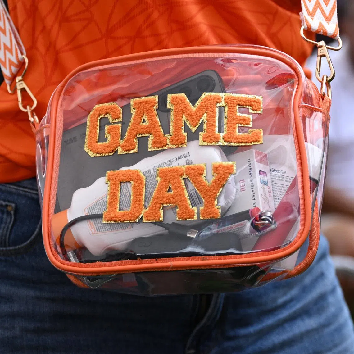 Soccer Football - FIFA World Cup 2026 - Netherlands fans gather in Houston - Houston, Texas, U.S. - June 19, 2026 The bag of a Netherlands fan in the Houston fan festival during a pre-match party ahead of tomorrow's match REUTERS/Annegret Hilse/File Photo