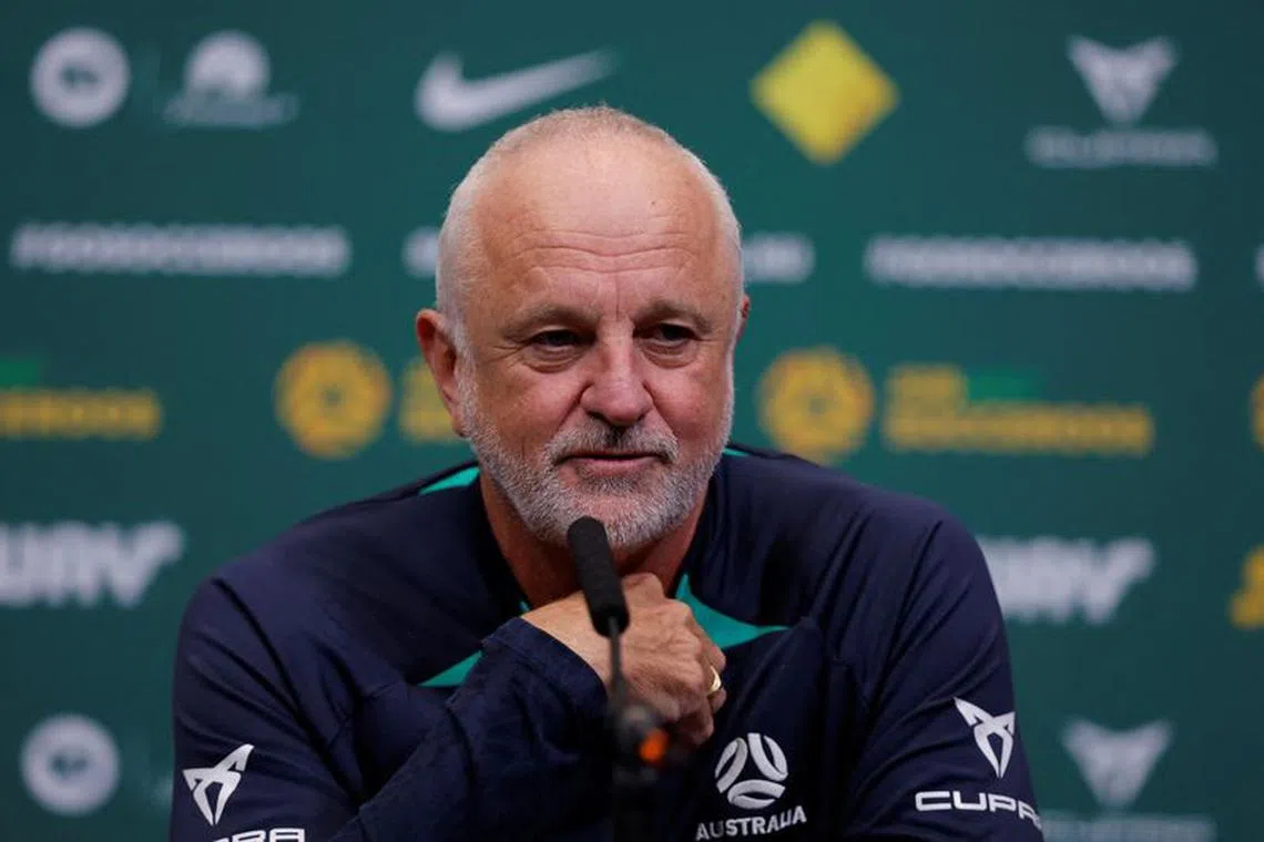 FILE PHOTO: Soccer Football - International Friendly - Australia Press Conference - Wembley Stadium, London, Britain - October 12, 2023  Australia coach Graham Arnold during the press conference Action Images via Reuters/Andrew Couldridge/File Photo