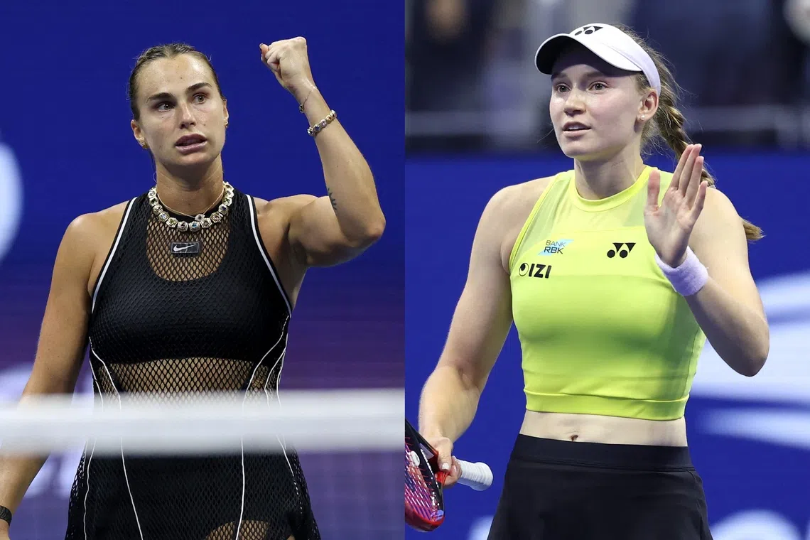 Aryna Sabalenka (left) will bring the fire and Elena Rybakina the ice on Sept 12 in the US Open women’s final.