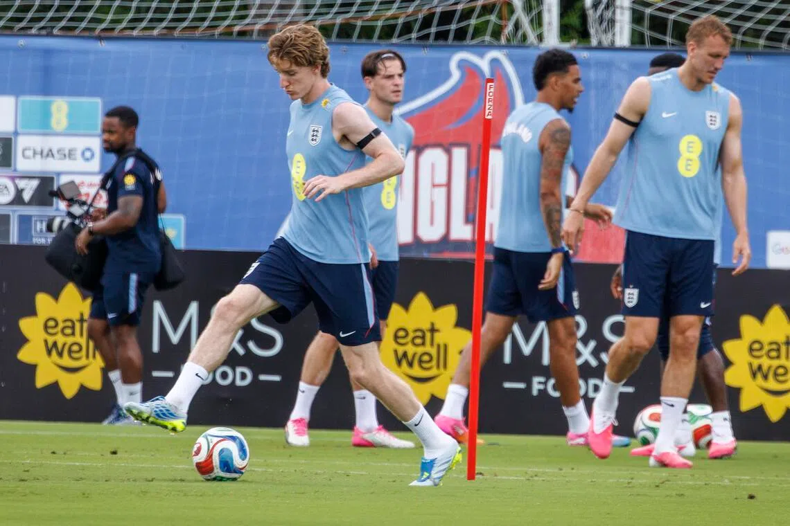 England's Anthony Gordon taking part in a team training session in Palm Beach Gardens, Florida, on June 9.