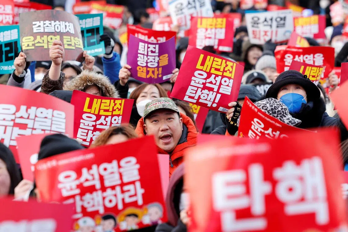 South Korean protesters are taking to the streets ahead of the crucial impeachment vote on Dec 7.