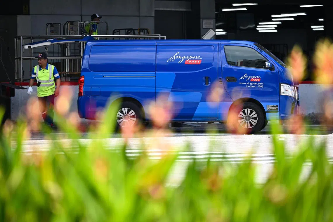 ST20250108-202505200839-Lim Yaohui-pixgeneric/
Generic photograph of SingPost van inside SingPost Centre on Jan 8, 2025.
Can be used for stories on post, postal, mail, SingPost, letter, manpower and communication.
(ST PHOTO: LIM YAOHUI)
