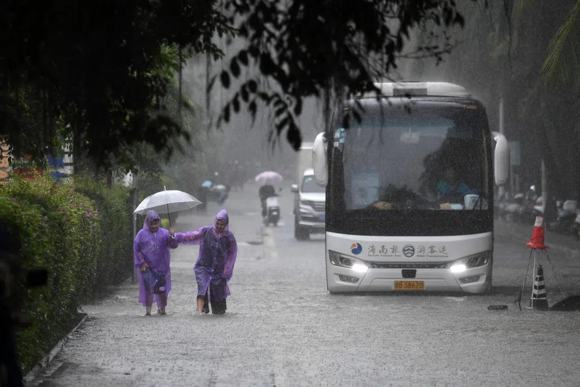 Sanya, in Hainan province, logged 294.9mm of rainfall in 24 hours, the most fo rany day in October since 2000.