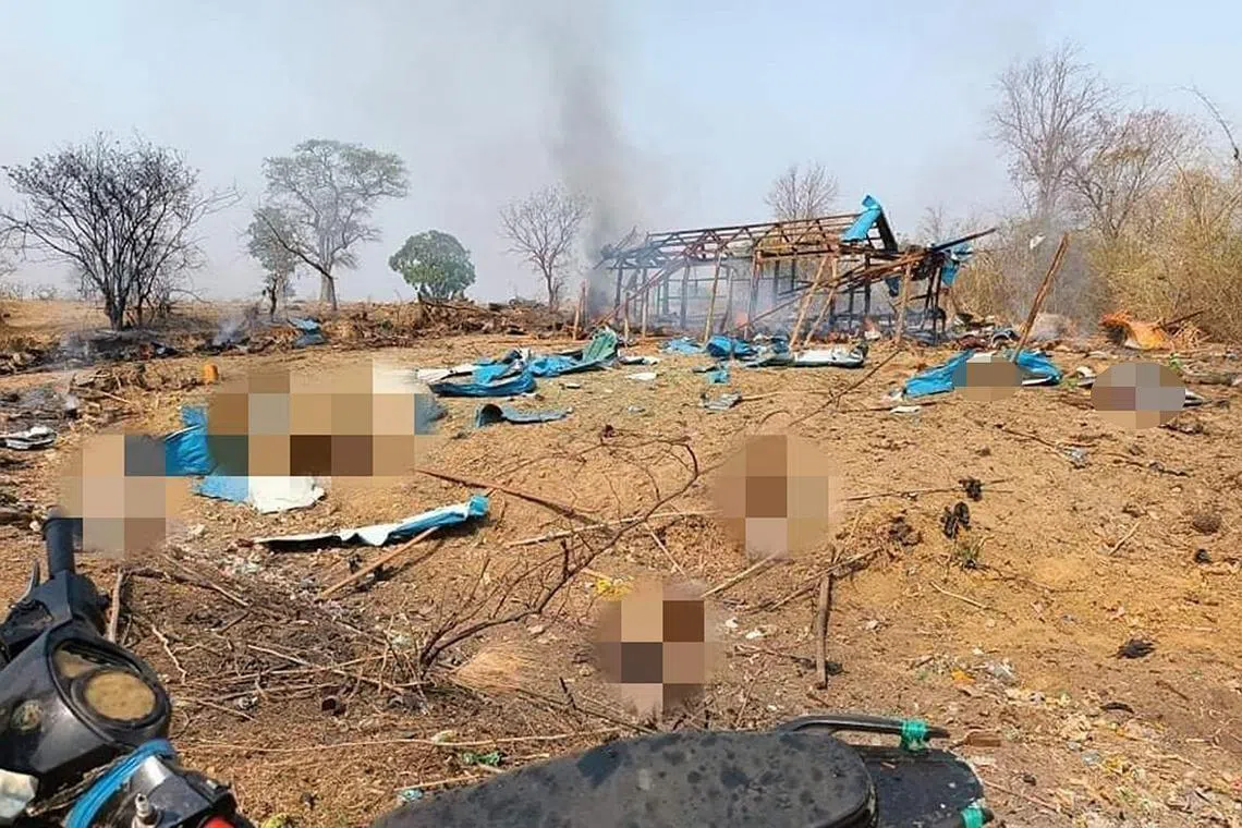 Photos from the village being shared on social media showed more than a dozen burned and mutilated bodies, while videos showed destroyed buildings. 