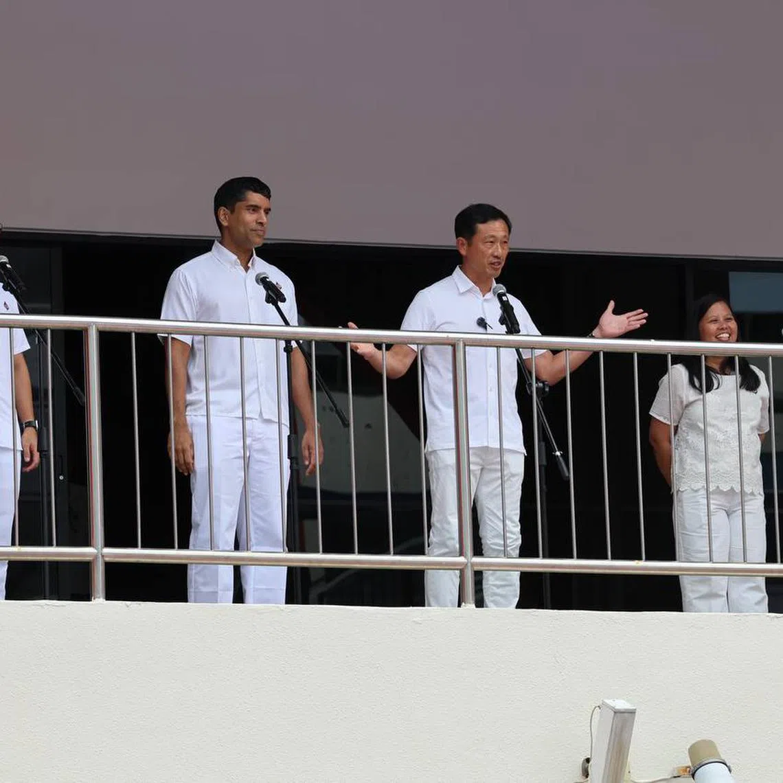Health Minister Ong Ye Kung (centre) will lead the PAP's Sembawang GRC team comprising (from left) Mr Ng Shi Xuan, incumbent MPs Vikram Nair and Mariam Jaafar, and Mr Gabriel Lam.