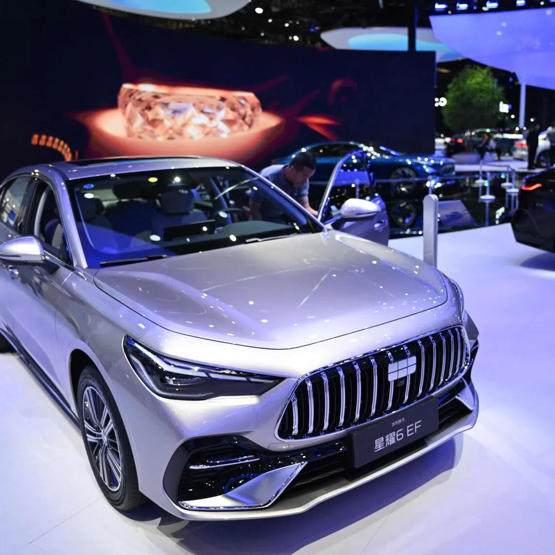 A Geely Galaxy Starshine 6 EF is displayed at the Beijing Auto Show in Beijing on April 26.