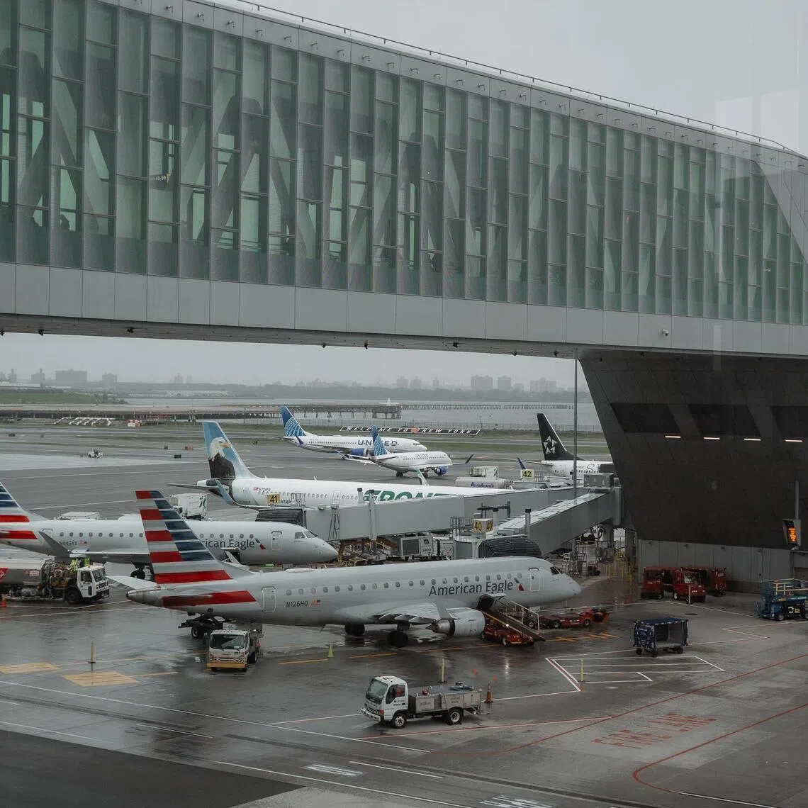 A sinkhole near a runway at New York’s LaGuardia airport has caused flight delays.