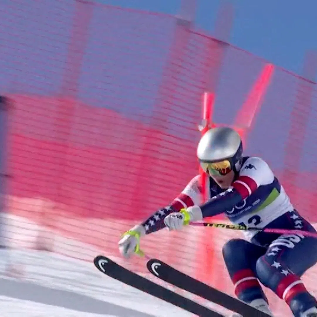 Milano Cortina 2026 Olympics - Alpine Skiing - Women's Downhill - Tofane Alpine Skiing Centre, Belluno, Italy - February 08, 2026. In this screen grab taken from a video shows Lindsey Vonn of United States crashing during the Women's Downhill. REUTERS/IOC/OBS