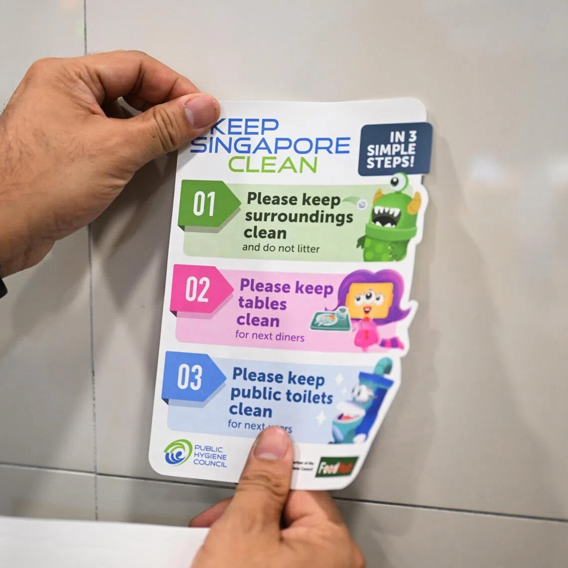 Decals and posters will be rolled out at more than 400 coffee shops across Singapore to encourage customers to do their part in keeping these eating spaces clean.