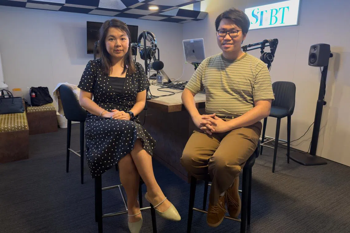 (From left) Ms Wiwiek Sindarta, senior regional director at talent consultancy Talentvis and host Tay Hong Yi, in the ST podcast studio.
