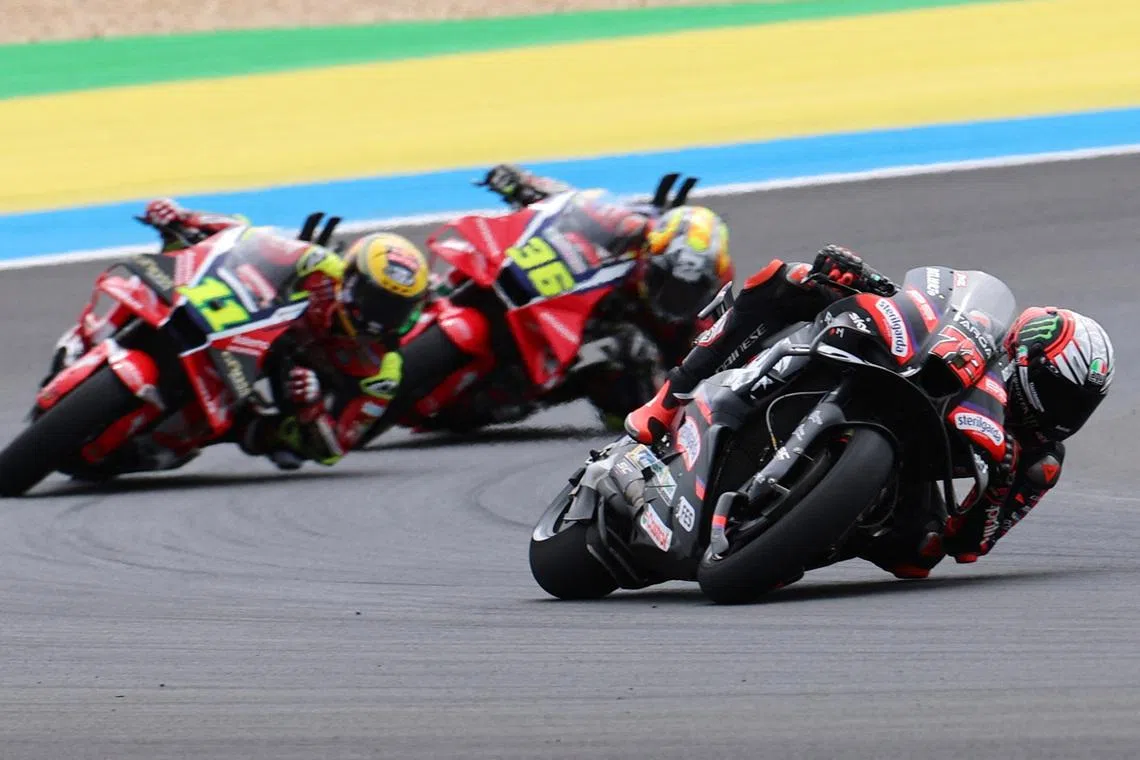 MotoGP - Brazil Grand Prix - Autodromo Internacional Ayrton Senna, Goiania, Brazil - March 21, 2026 Aprilia Racing's Marco Bezzecchi during qualifying REUTERS/Adriano Machado