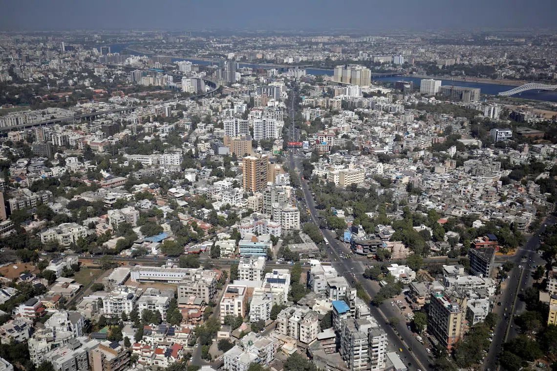 FILE PHOTO: An aerial view shows the western city of Ahmedabad, India, February 11, 2022. REUTERS/Amit Dave/File Photo
