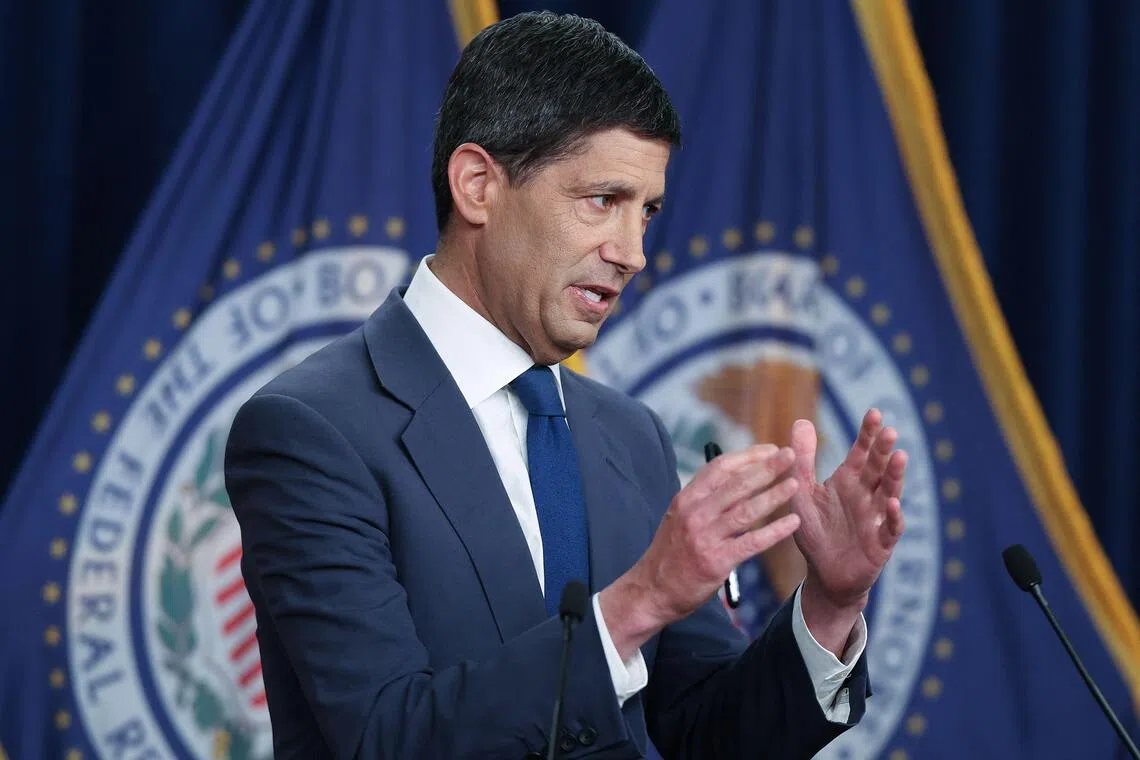 Federal Reserve chair Kevin Warsh speaks during a news conference at Federal Reserve Headquarters in Washington, DC., on July 29.