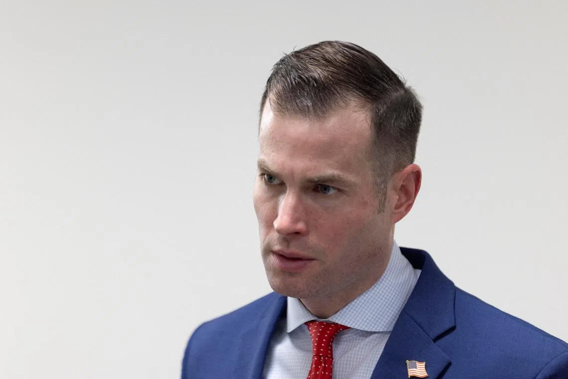 FILE PHOTO: Republican candidate Clayton Fuller files paperwork to run in the special election for Georgia’s 14th Congressional District to replace former-U.S. Congresswoman Marjorie Taylor Greene, in Atlanta, Georgia, U.S. January 12, 2026.  REUTERS/Alyssa Pointer/File Photo