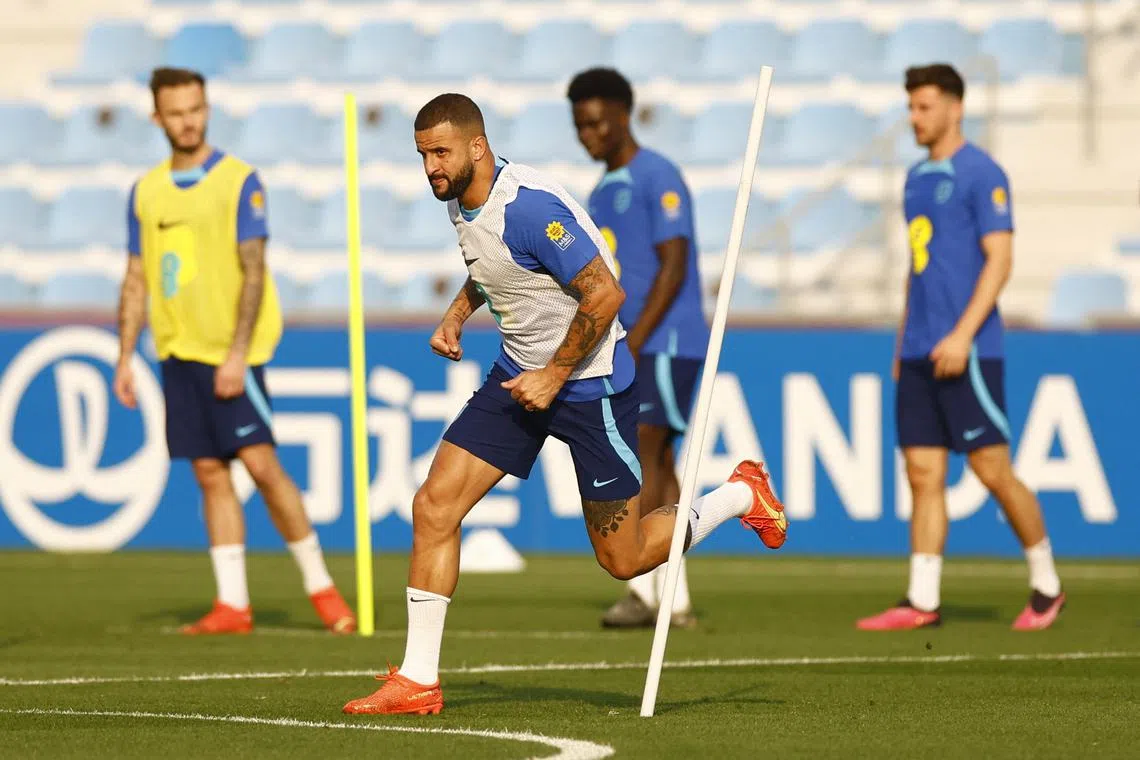 Soccer Football - FIFA World Cup Qatar 2022 - England Training - Al Wakrah SC stadium, Al Wakrah, Qatar - December 7, 2022
England's Kyle Walker during training REUTERS/Peter Cziborra