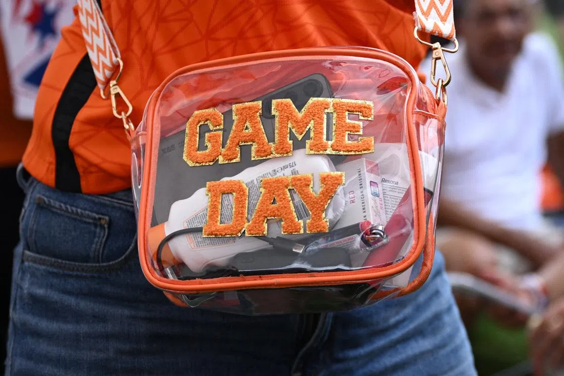 Soccer Football - FIFA World Cup 2026 - Netherlands fans gather in Houston - Houston, Texas, U.S. - June 19, 2026 The bag of a Netherlands fan in the Houston fan festival during a pre-match party ahead of tomorrow's match REUTERS/Annegret Hilse/File Photo