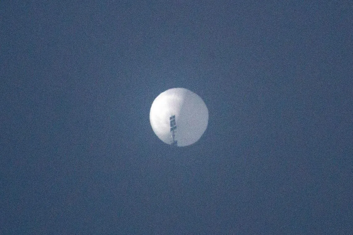 A suspected Chinese spy balloon in the sky , is seen over Billings, Montana, on Feb 1, 2023.