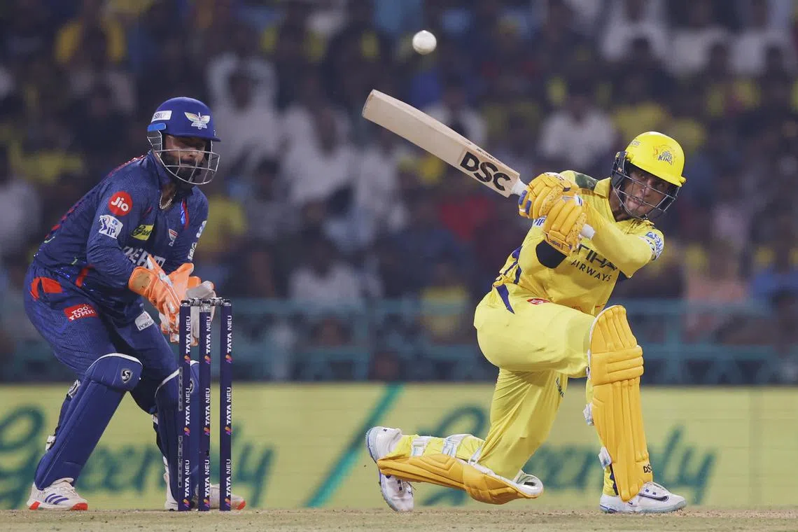Cricket - Indian Premier League - IPL - Lucknow Super Giants v Chennai Super Kings - Bharat Ratna Shri Atal Bihari Vajpayee Ekana Cricket Stadium, Lucknow, India - April 14, 2025 Chennai Super Kings' Rachin Ravindra in action REUTERS/Adnan Abidi