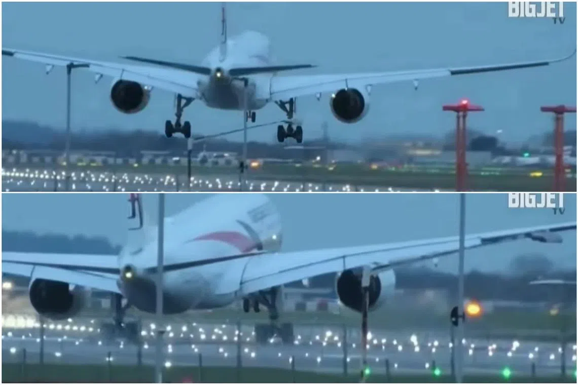 Malaysia Airlines pilots were seen performing a “crabbing” technique before safely landing the aircraft.