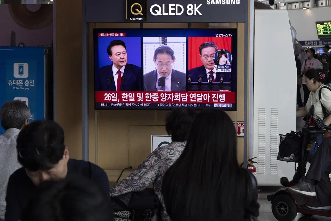 President Yoon Suk Yeol will meet Chinese Premier Li Qiang and Japanese Prime Minister Fumio Kishida in Seoul on May 27. 