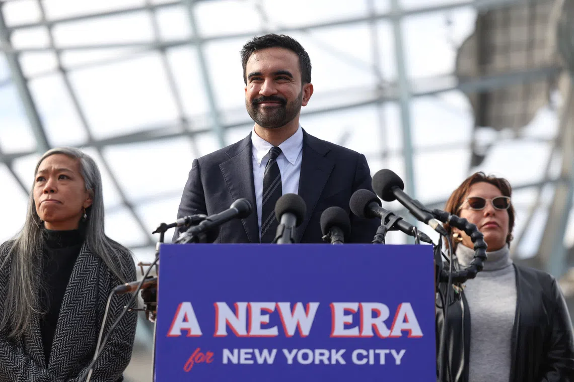New York City mayor-elect Zohran Mamdani holds a press conference at the Unisphere in the Queens borough of New York City, U.S., November 5, 2025. REUTERS/Kylie Cooper