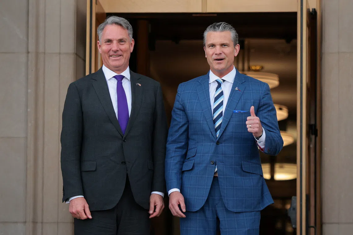 US Defence Secretary Pete Hegseth (right) poses for a photo with Australia’s Deputy Prime Minister and Defence Minister Richard Marles at the Pentagon.