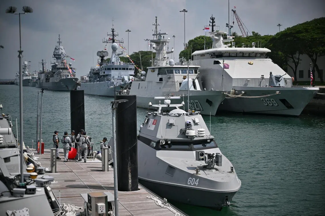 IMDEX Asia 2025, tour of the Maritime Security USV, which recently commenced fully unmanned operational patrols, at Changi Naval Base on May 7, 2025.