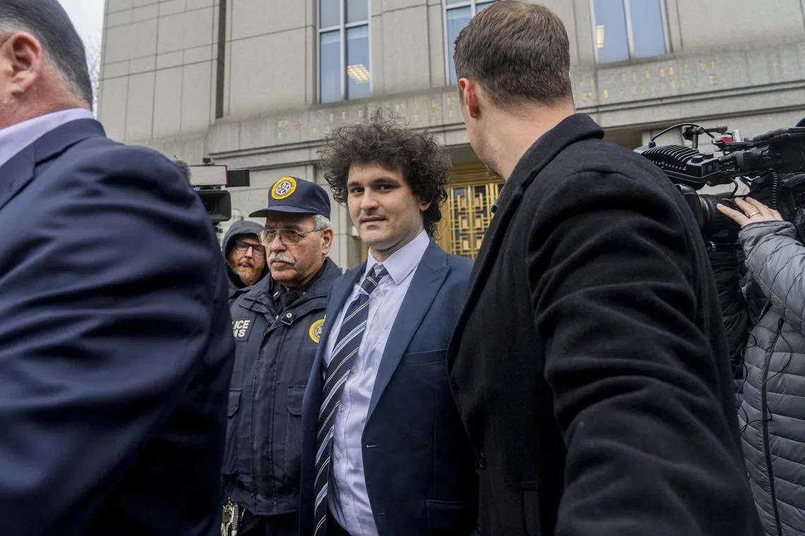 Sam Bankman-Fried leaving the Manhattan Federal District court in New York, on Feb 9, 2023.