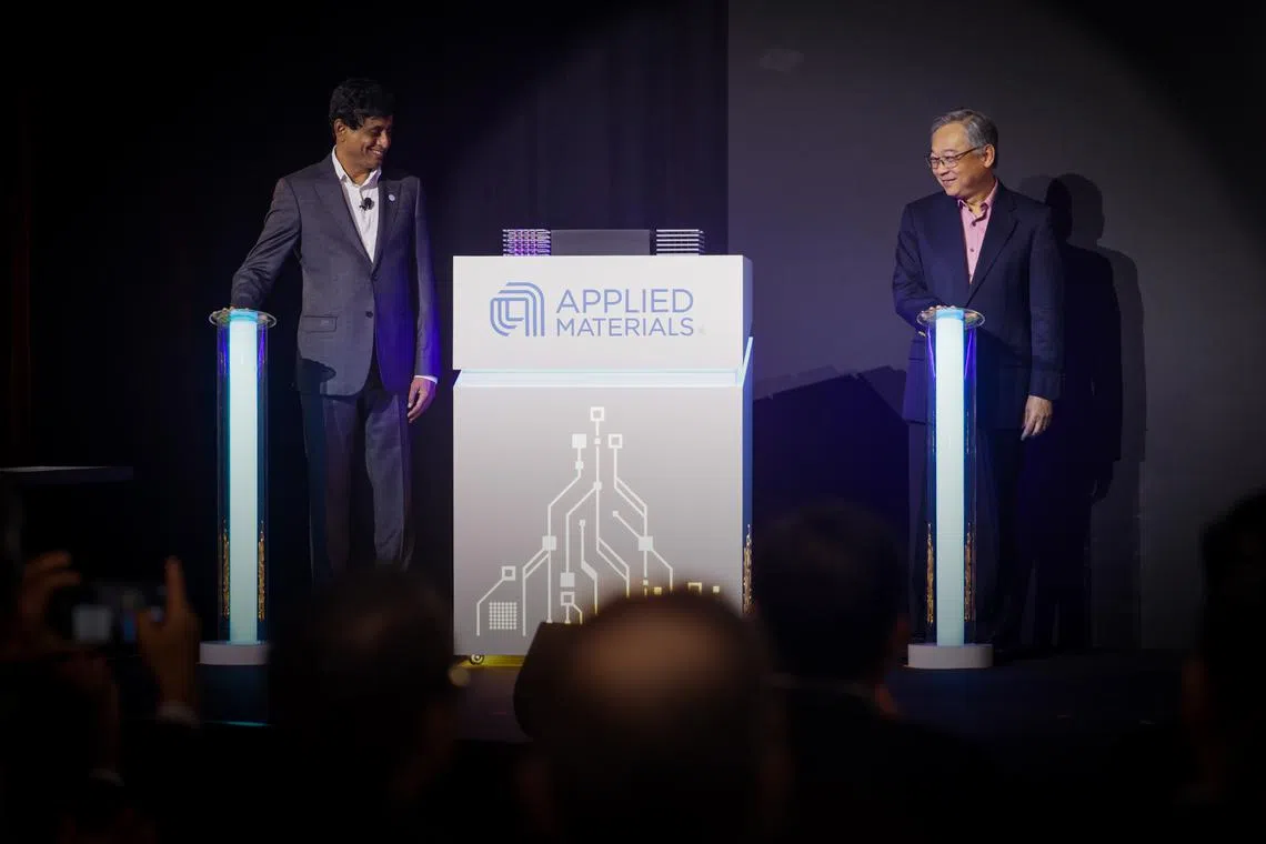 DPM Gan Kim Yong (right) launching the initiative with Dr Prabu Raja, president of the semiconductor products group at Applied Materials.