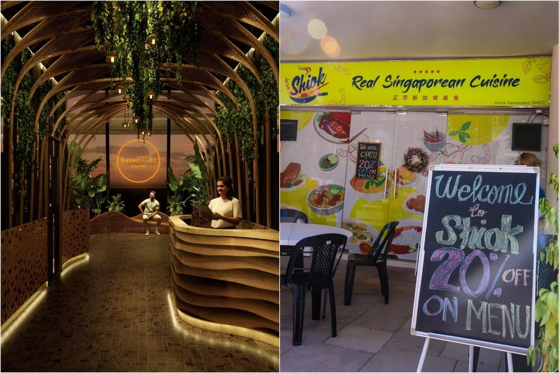 Sushisamba Singapore (left) which will open in Singapore in July and the latest Shiok outlet in Dubai’s Jumeirah Lakes Towers district.