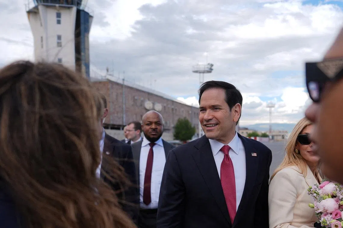 U.S. Secretary of State Marco Rubio boards his plane at Zvartnots International Airport in Yerevan, Armenia, May 26, 2026.  Julia Demaree Nikhinson/Pool via REUTERS