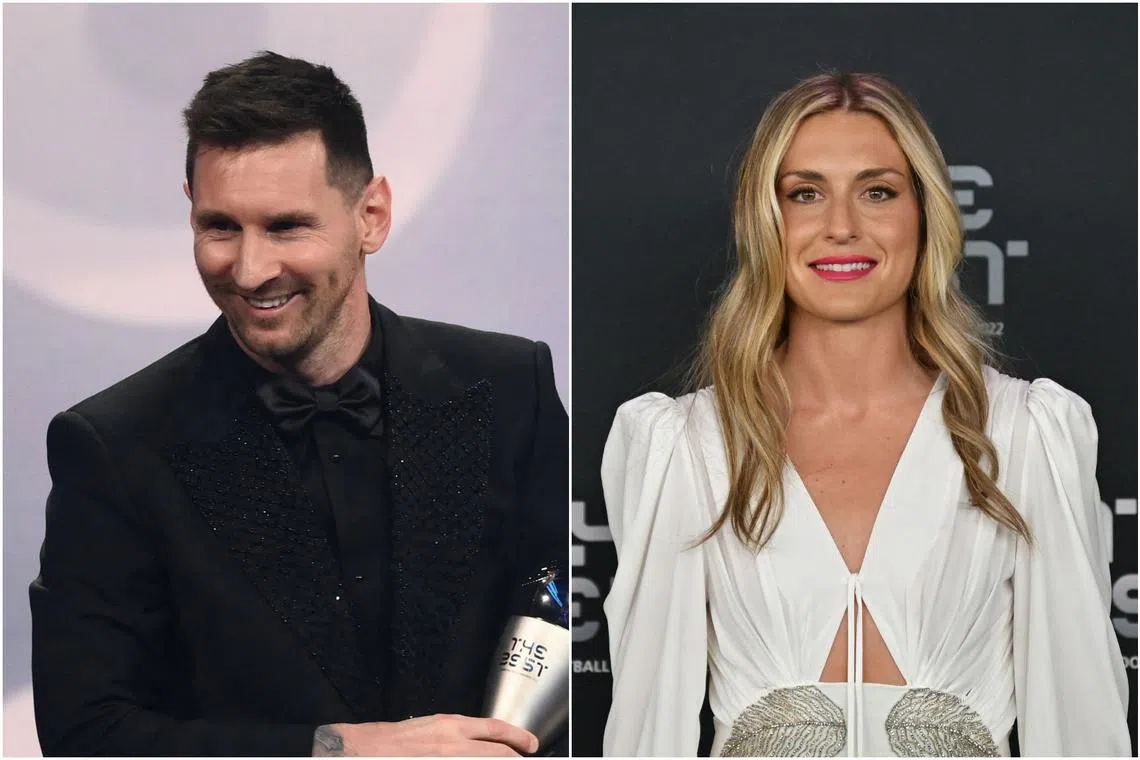 Lionel Messi and Alexia Putellas at the Best FIFA Football Awards 2022 ceremony in Paris, on Feb 27, 2023.