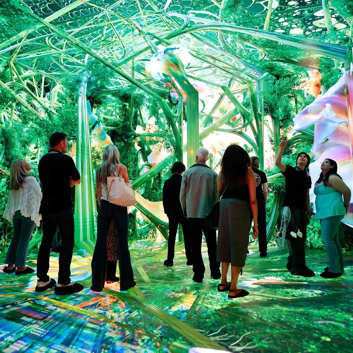Visitors experience Dataland, the “world’s first Museum of AI Arts,” on opening day on June 20, 2026 in Los Angeles, California.