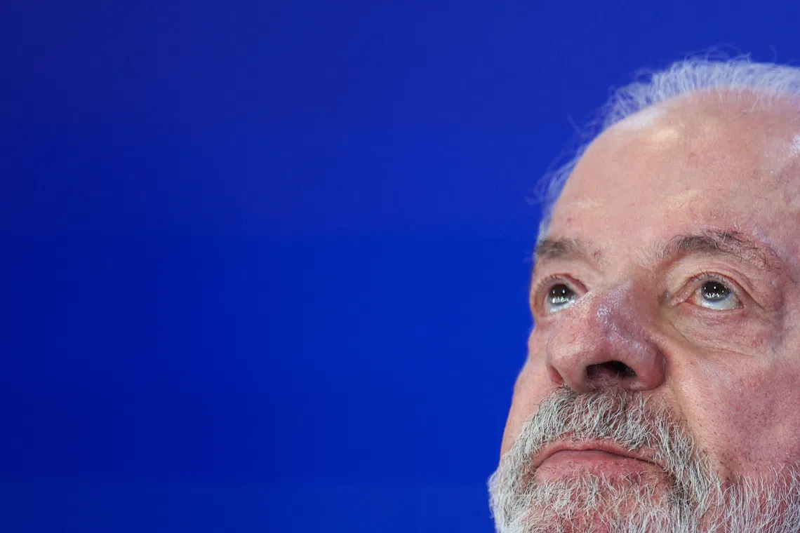 Brazilian President Luiz Inacio Lula da Silva, the candidate for reelection for the Workers' Party (PT), attends a ceremony to sign the decree regulating the legal framework of the video game industry at the Planalto Palace in Brasilia, Brazil, October 14, 2026. REUTERS/Adriano Machado