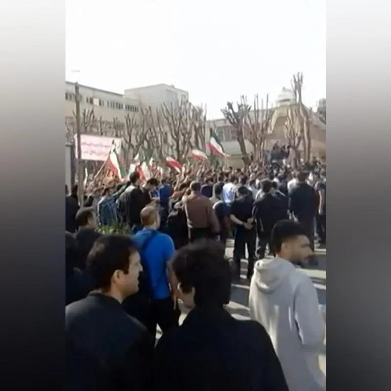 A video grab from social media showing Iranians clashing near the Department of Aerospace Engineering of Sharif University in Tehran.