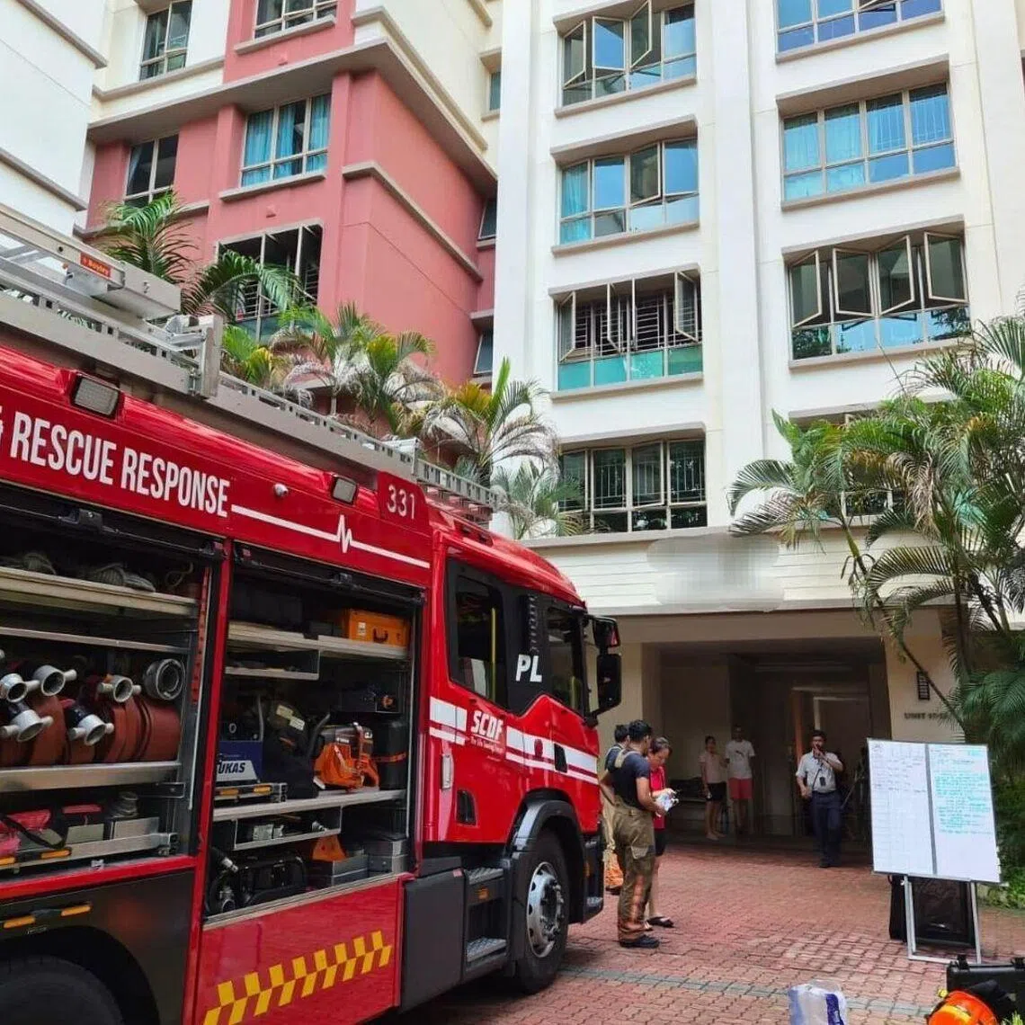Four people were assessed for smoke inhalation and taken to Singapore General Hospital. 