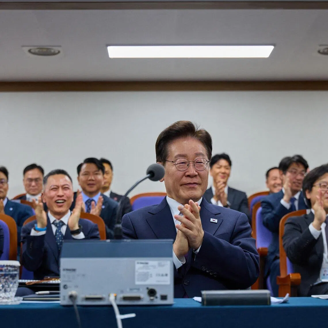 South Korean President Lee Jae Myung observing the first test launch of a hypersonic glide vehicle in Taean, South Korea, on Oct 8.