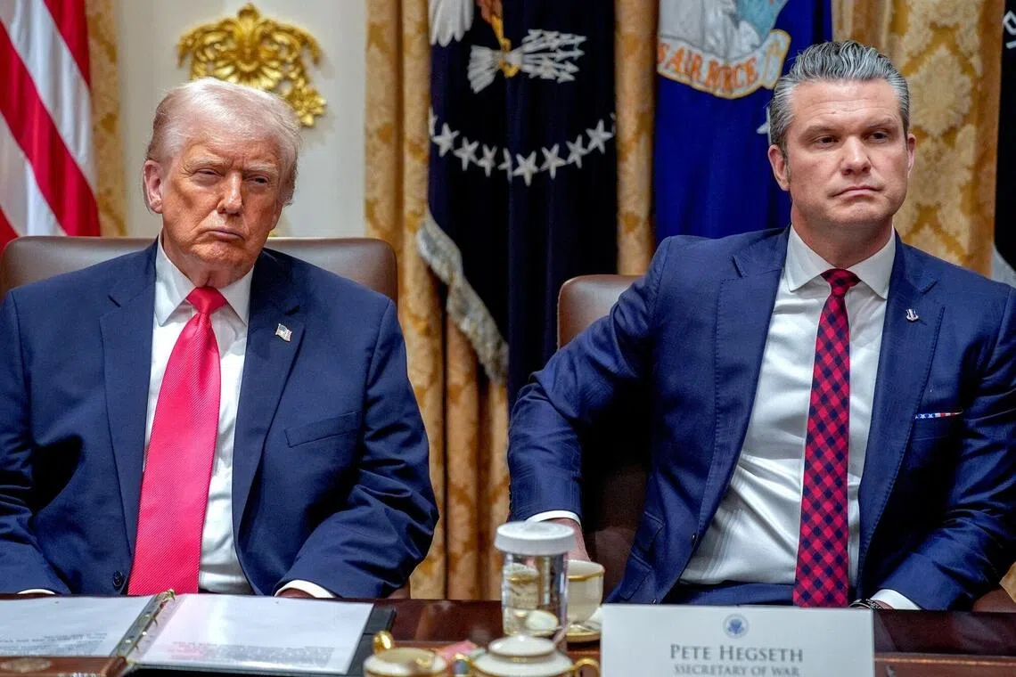 US President Donald Trump (left) has so far stood by Defence Secretary Pete Hegseth (right), publicly voicing his support.