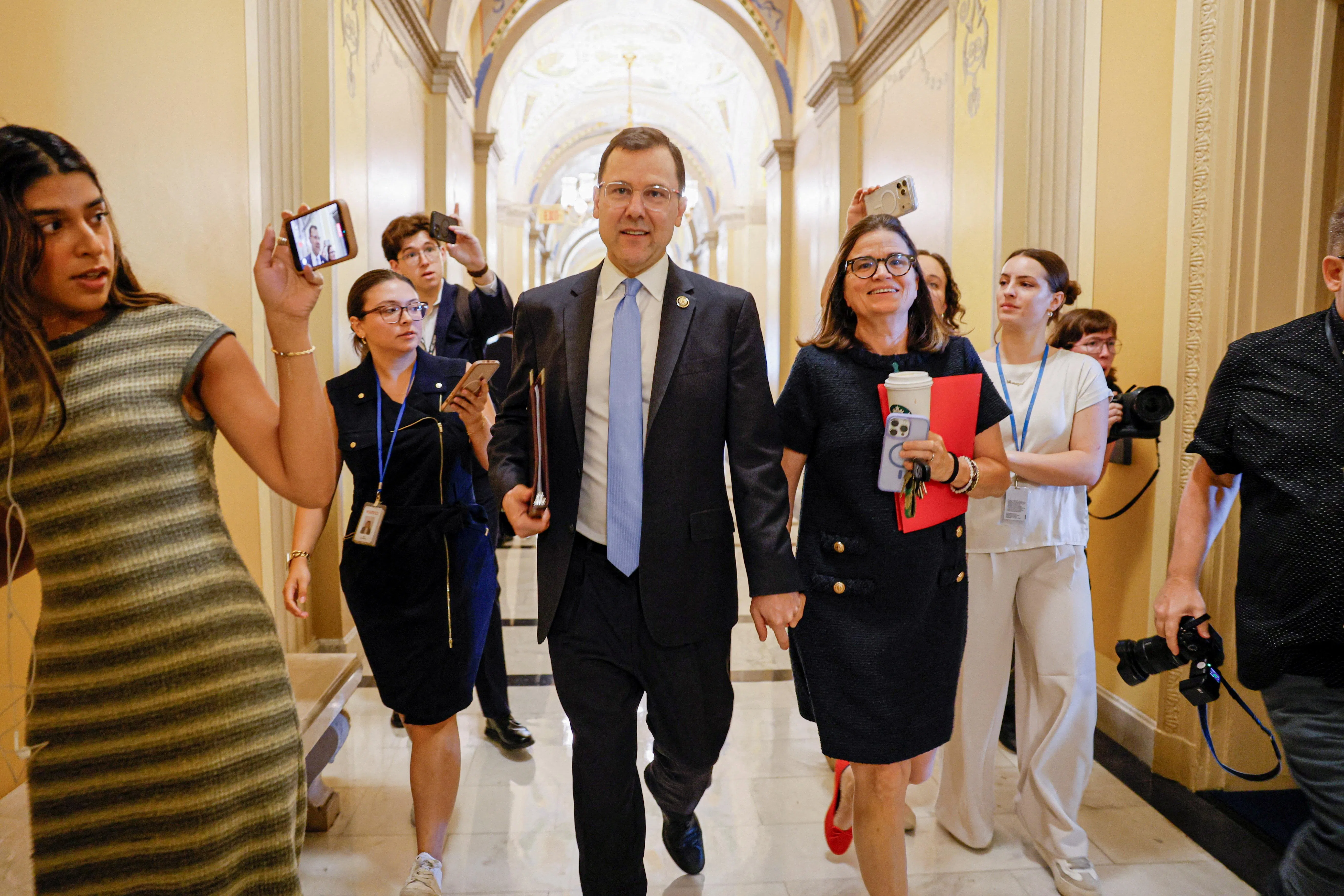 U.S. Rep. Tom Kean (R-NJ), who is returning from an unexplained months-long absence, arrives for an expected floor speech at the U.S. Capitol in Washington, D.C., U.S., June 30, 2026. REUTERS/Kylie Cooper  TPX IMAGES OF THE DAY