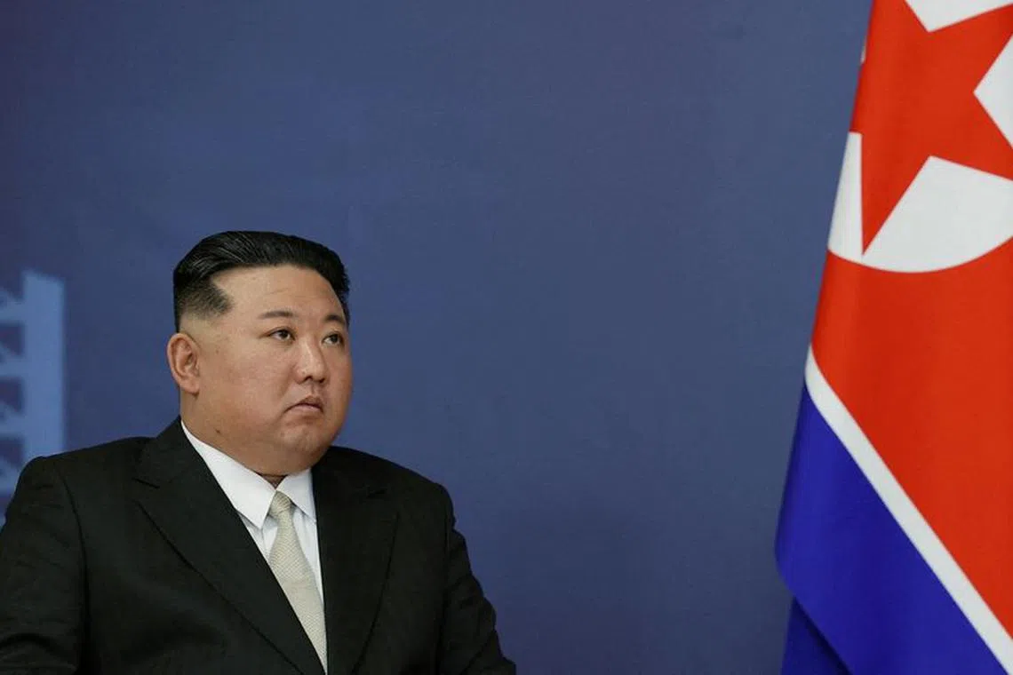 FILE PHOTO: North Korea's leader Kim Jong Un attends a meeting with Russia's President Vladimir Putin at the Vostochny Сosmodrome in the far eastern Amur region, Russia, September 13, 2023. Sputnik/Vladimir Smirnov/Pool via REUTERS/File Photo