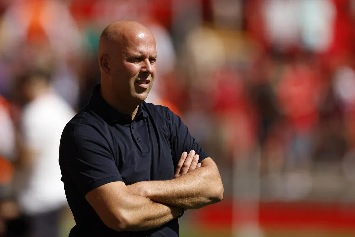 FILE PHOTO: Soccer Football - Pre Season Friendly - Liverpool v Sevilla - Anfield, Liverpool, Britain - August 11, 2024 Liverpool manager Arne Slot before the match Action Images via Reuters/Jason Cairnduff/File Photo
