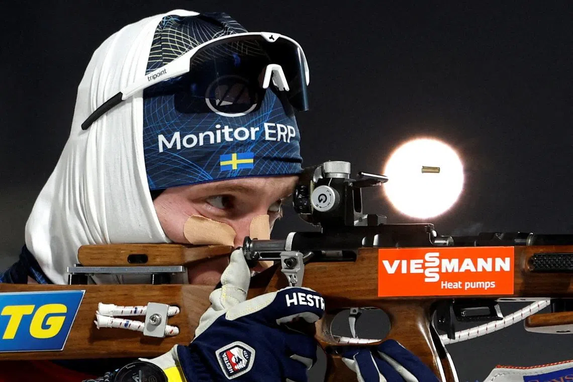 FILE PHOTO: Biathlon - Biathlon World Cup - Nove Mesto na Morave, Czech Republic - January 22, 2026 Sweden's Sebastian Samuelsson during the warm up REUTERS/David W Cerny/File Photo