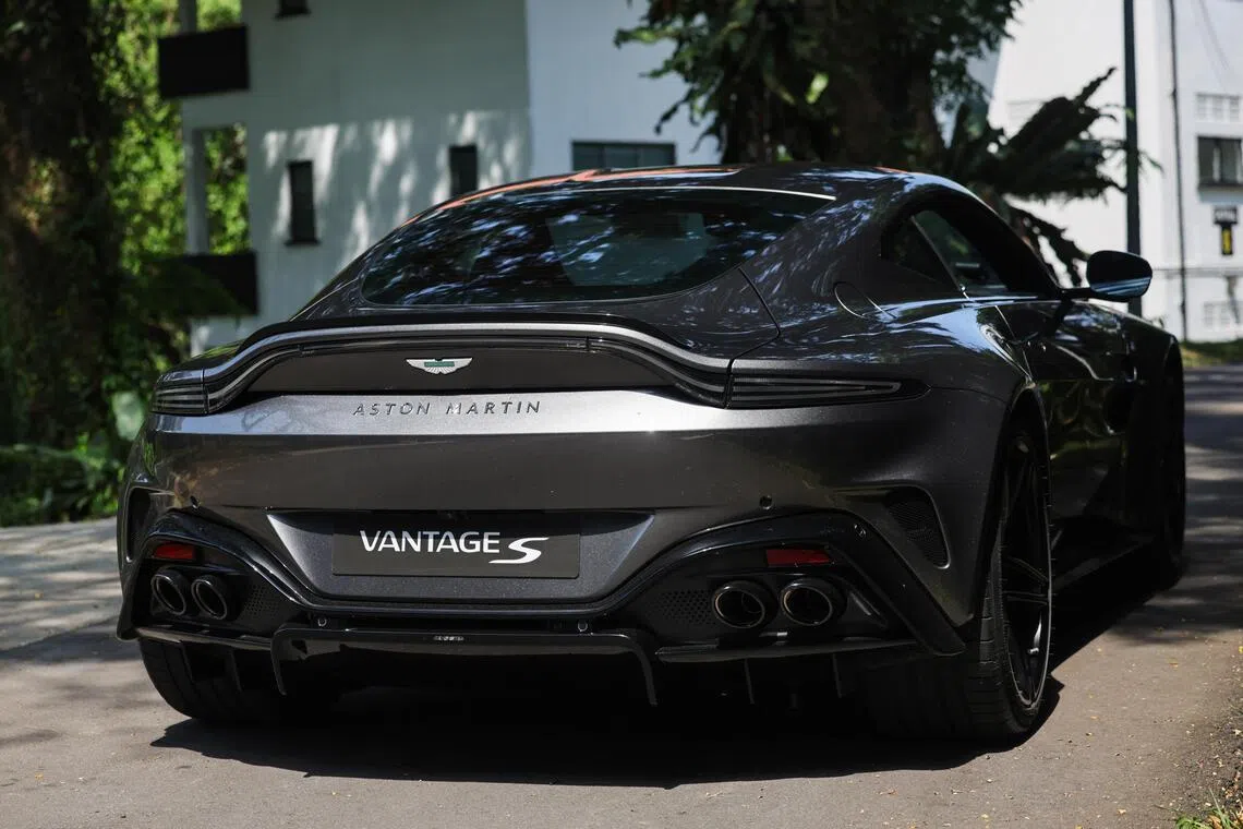 The slim spoiler on the boot lid is unique to the Vantage S.