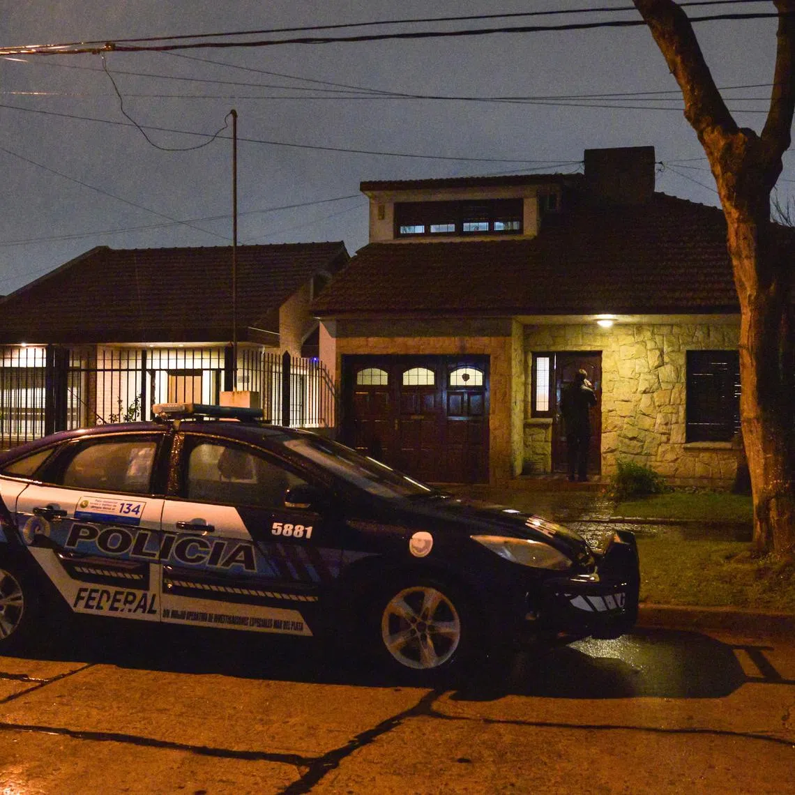 An Argentine Federal Police car is parked outside a house where an Argentine federal court ordered a raid to search for a portrait of Contessa Colleonia, a 17th-century painting by Italian artist Giuseppe Ghislandi, stolen decades ago by the Nazis, after the painting was recently spotted in a real estate listing, in the coastal city of Mar del Plata, Argentina, September 1, 2025. REUTERS/Pilar Subirat