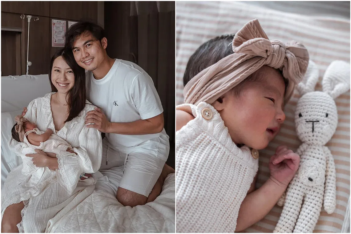 Melissa Koh with her husband James Chen and their newborn daughter Ava Jane.