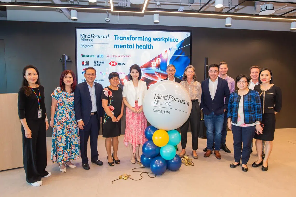 Minister of State for Social and Family Development Sun Xueling with the co-chairs of MindForward Alliance, which launched its Singapore chapter on Wednesday, along with a free guide for parents on caring for their children’s mental health. 

Credit: MindForward Alliance Singapore