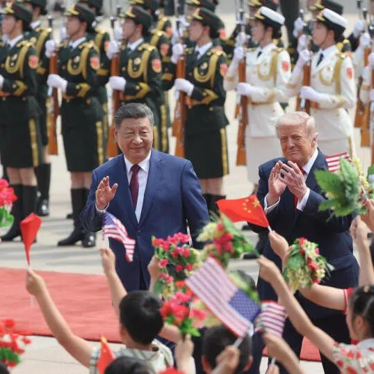 Chinese President Xi Jinping and US President Donald Trump at a welcome ceremony at the Great Hall of the People, in Beijing. China has often used the powerful symbolism of food when receiving distinguished foreign visitors. 